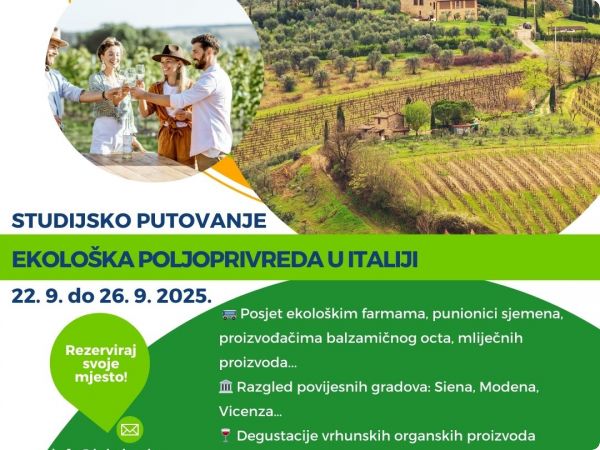 Studijsko putovanje kroz Italiju: ekološka poljoprivreda, održiva proizvodnja i organska hrana